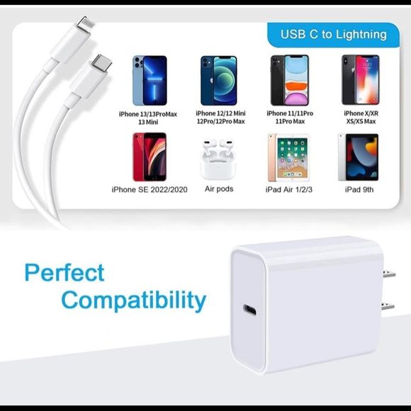 Apple Type Charger Compatible with iPhone13/13 Pro Max/12/12 Pro/11/XS/XR/X,iPad - Picture 7 of 7